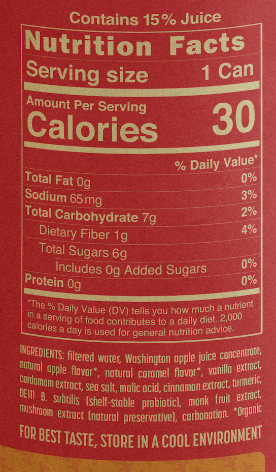 Nutrition facts label on a red background